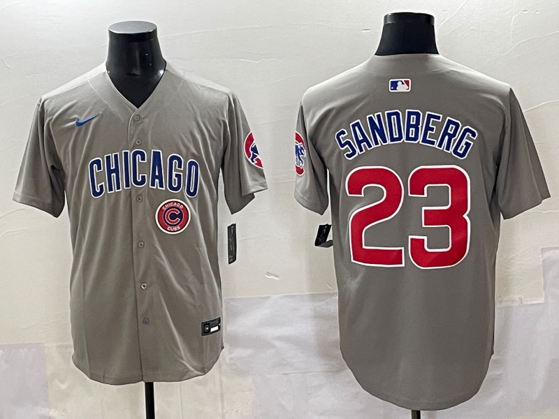 Men Chicago Cubs #23 Sandberg grey MLB Nike 2025 Jersey style 008->chicago cubs->MLB Jersey